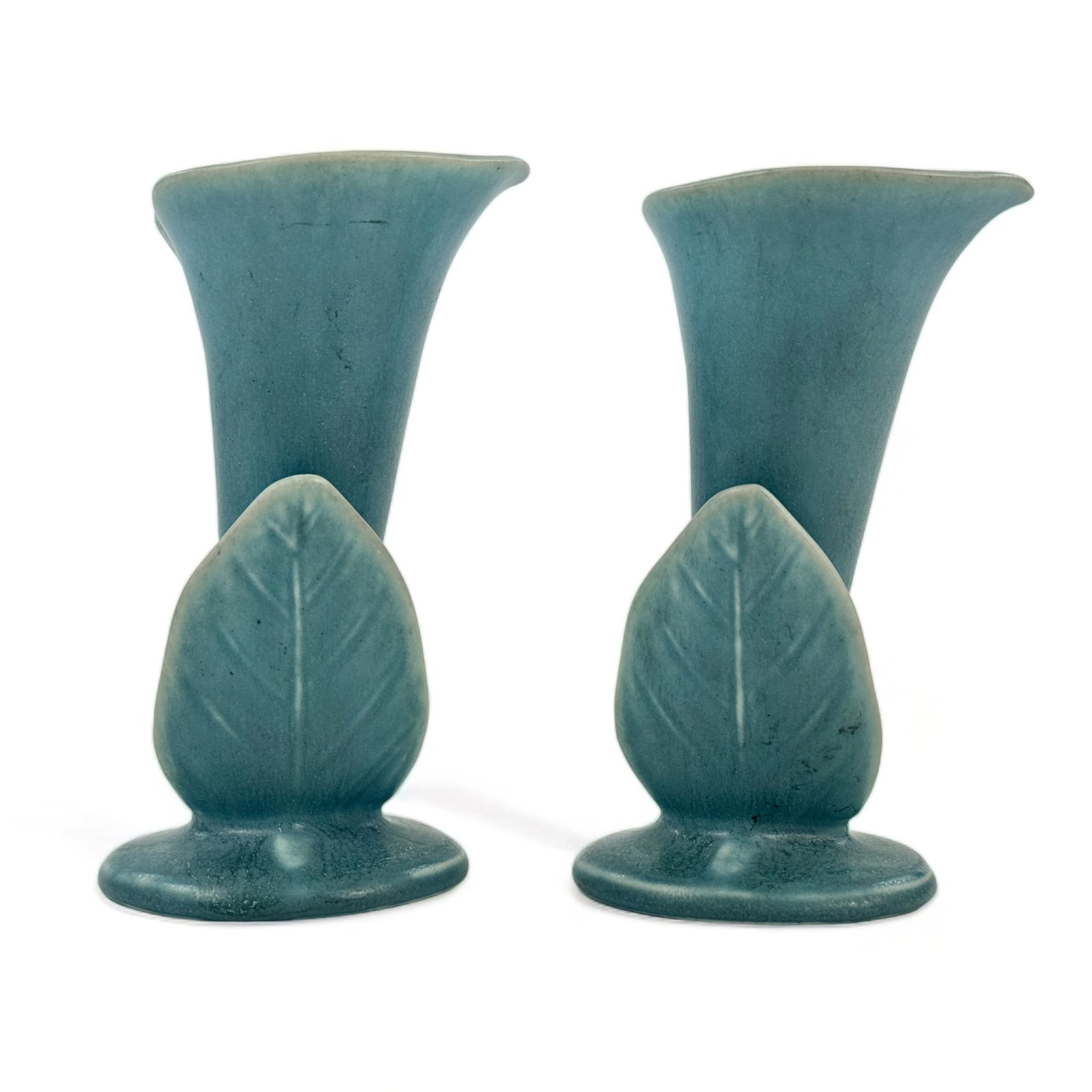 Rookwood Pottery: Pair of Matte Blue Candlesticks (1 of 5)