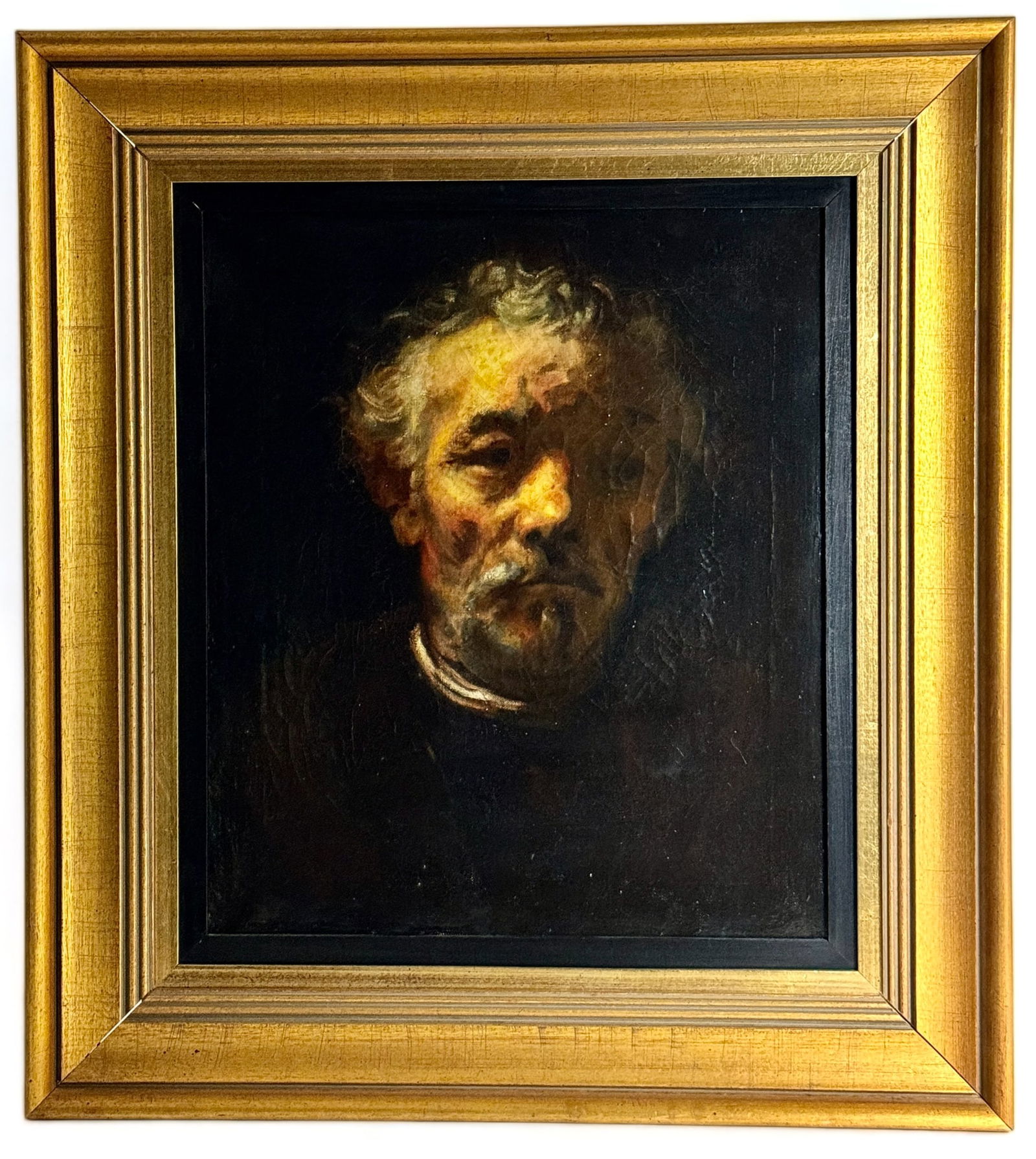 19th Century Portrait of a Man: Manner of Frank Duveneck, oil on canvas, housed in a gilt frame, unsigned. Sight size: 19" ht. x 16.5" wd., framed size: 29" ht. x 26" wd.