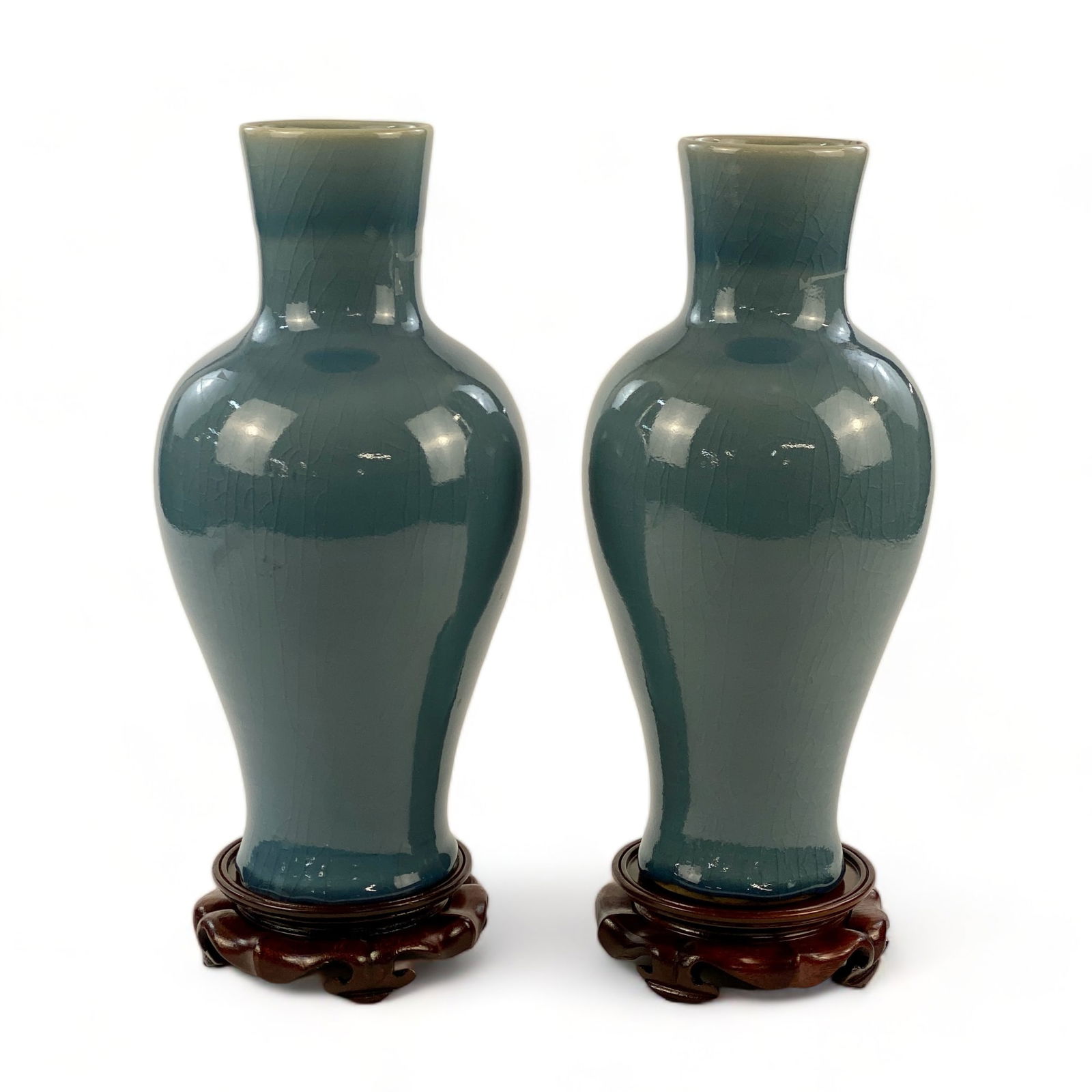 Pair of Chinese Monochrome Heavy Glazed Vases (1 of 7)