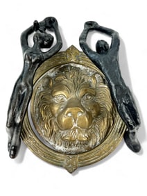 Lion Brass Door Knocker and Bronze Door Pulls
