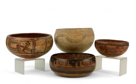 Gorup of Four Decorated Pre-Columbian Bowls