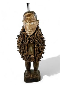 Carved Wood African Nail Fetish Figure