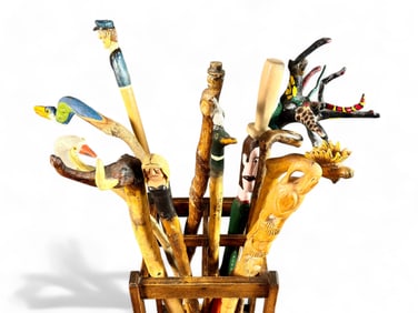 Large Collection of Folk Art and Carved Canes