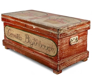 Handpainted and Inscribed Blanket Chest