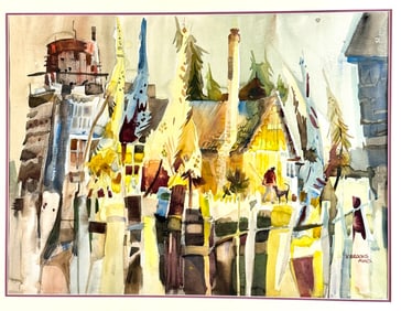 Pair of Virginia and Sanford Brooks Framed Watercolors