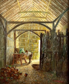 Interior Barn Scene by C. Harrison