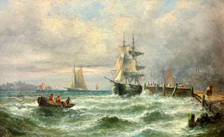 Oil on Canvas Naval Scene