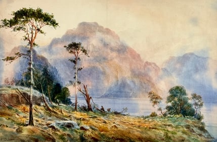 Watercolor River Scene by A. Baker