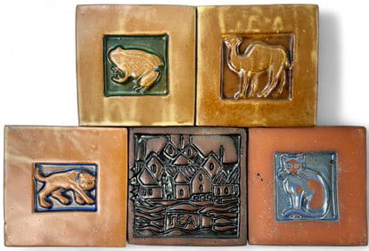 Group of 5 Moravian Pottery Tiles
