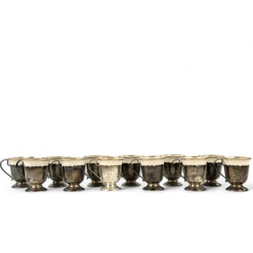 12 Sterling Cup Holders and Lenox Cups