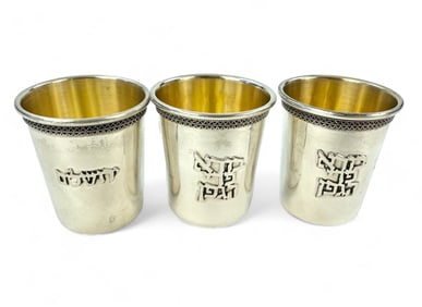 Three Sterling Kiddush Cups