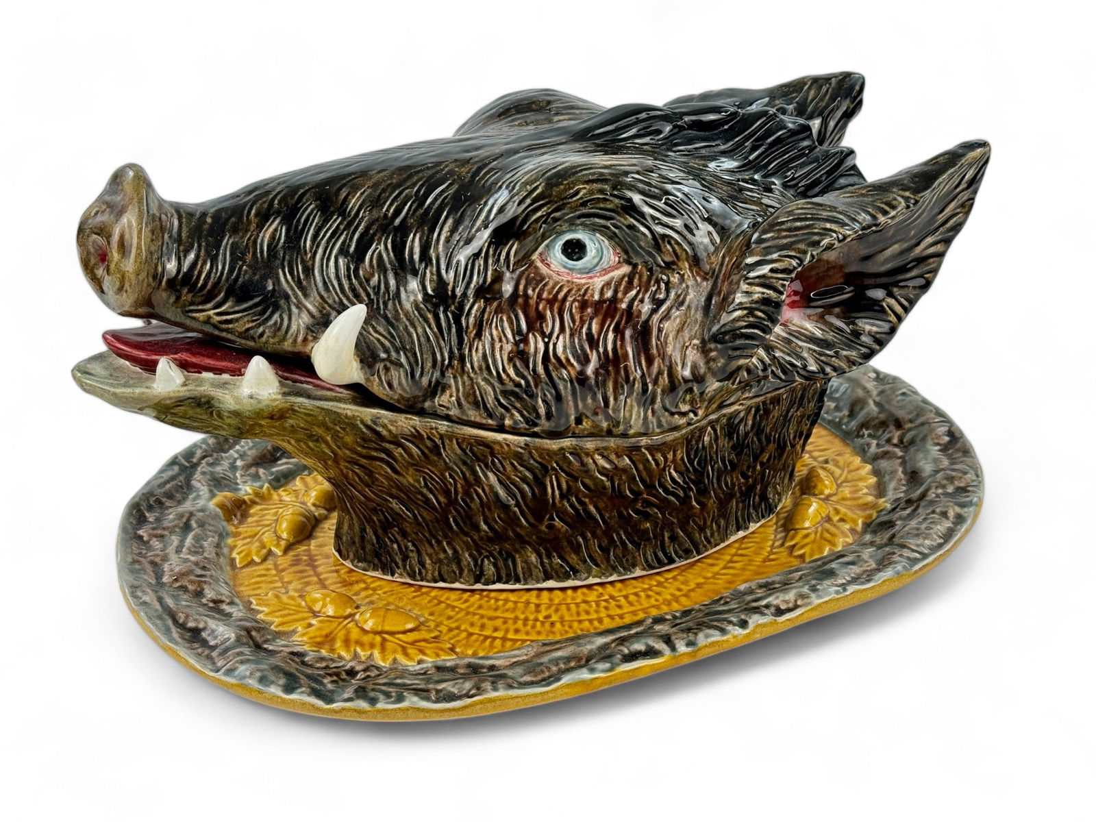 Portuguese Majolica Boar's Head Tureen (1 of 10)