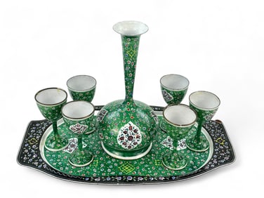 Iranian Enamel Tea Set