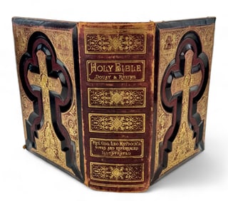1884 Douay-Rheins Illustrated Leather Bound Bible