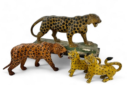 Four Plaster Pianted or Paper Mache Animals