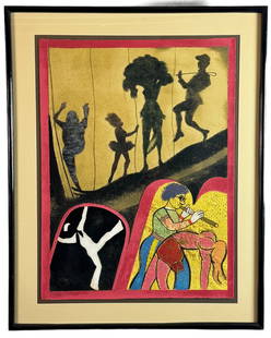 Ronald Brooks Kitaj (American, 1932-2007): Signed and numbered in pencil to the lower left 37/250. Lithograoph depicting musicians and dancers. Sight size: 29.5" ht. x 22" wd., framed size: 36" ht. x 29" wd.