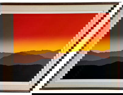 Arthur Secunda (1927-2022) "Hot Horizon": Signed lithograph, numbered 41/150 and signed to the lower right. Sight size: 24" ht. x 33.5" wd., framed size: 31" ht. x 41" wd.