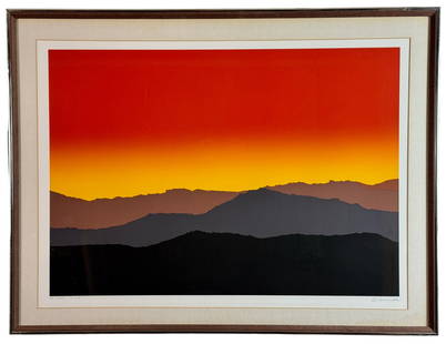 Arthur Secunda (1927-2022) "Hot Horizon": Signed lithograph, numbered 41/150 and signed to the lower right. Sight size: 24" ht. x 33.5" wd., framed size: 31" ht. x 41" wd.