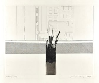 David Hockney Etching, "Still Life"