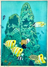 "Sea Fishes" Woodblock by Toshi Yoshida