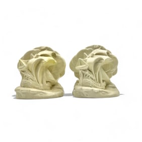 Rookwood Pottery Galleon Bookends