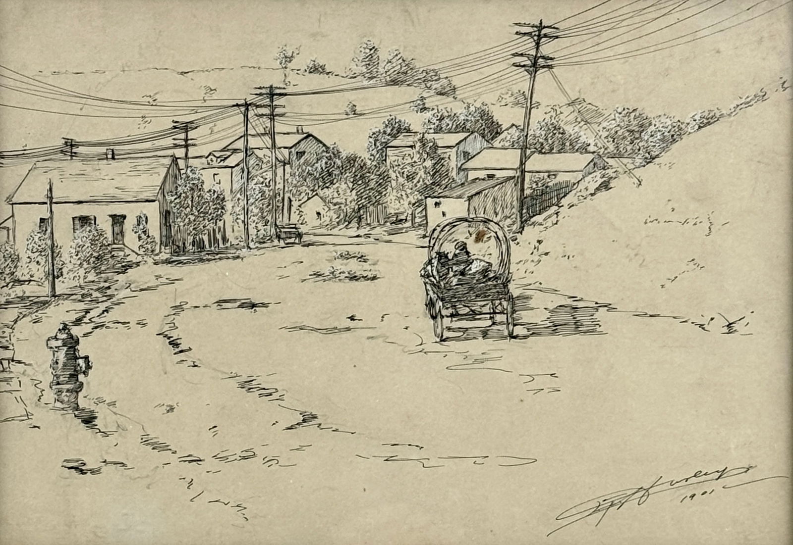 E.T. Hurley (Ohio, 1869-1950) Framed Drawing (1 of 4)