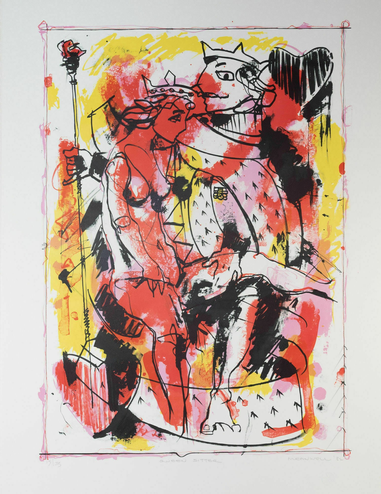 Jack Meanwell, Queen Sitter: Lithograph, 1983, #15 of 35, 30 x 22 inches, signed LR
