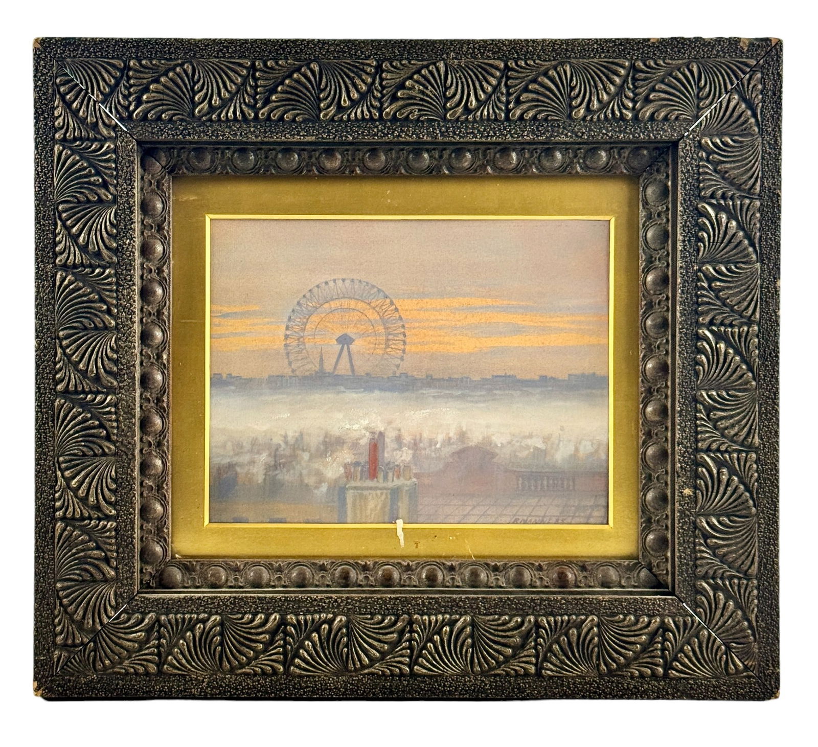 Interesting Pastel w Ferris Wheel, Ca. 1900-1920 (1 of 3)