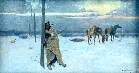 Henry Farny "Song of the Talking WIre" Embellished Lithograph