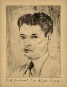Self Portrait Etching by Clyde SInger