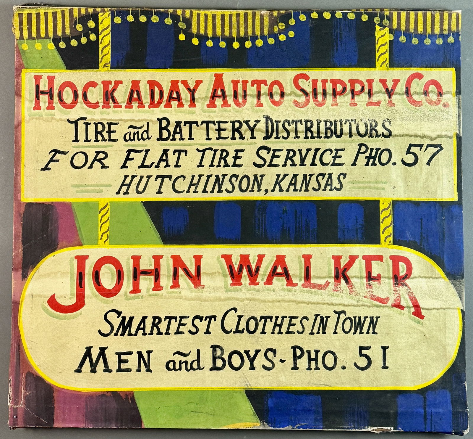 Oil on Canvas 1930s Advertising Sign for 2 Businesses (1 of 6)