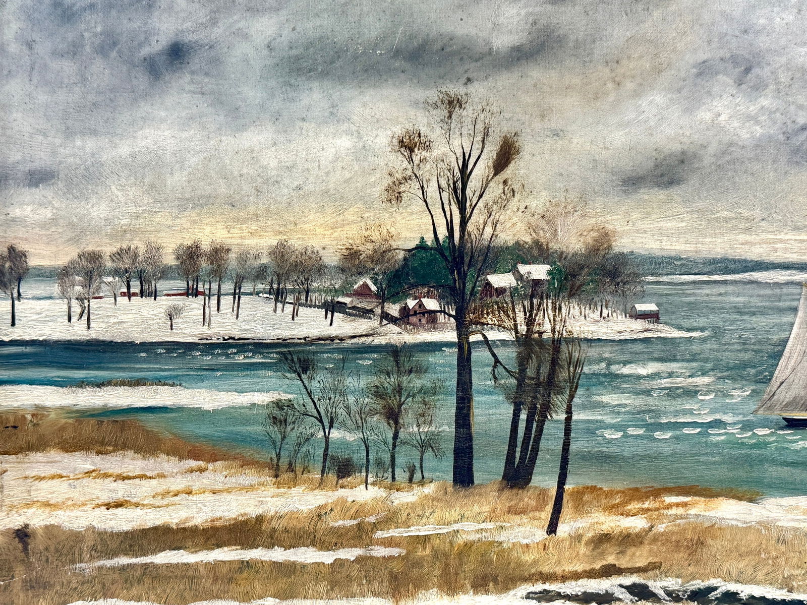 19th Century American School Marine Scene, Lemon Gilt Frame (1 of 2)