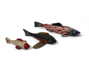 Three American Folk Art Fish Decoys