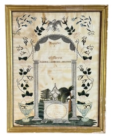 Early 19th Century Folk Art Pictorial Birth Record