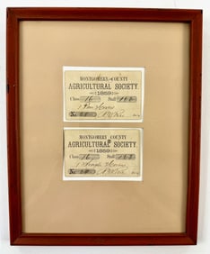 1859 Agricultural Society Entry Tickets for Horses