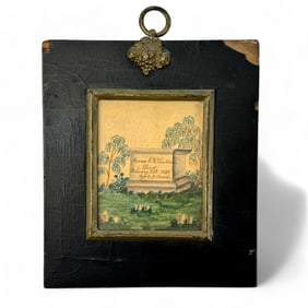 1838 American Folk Art Memorial Watercolor for Anne Valentine