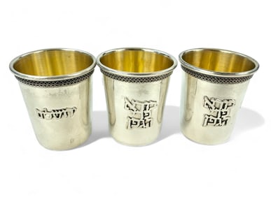 Three Sterling Kiddush Cups