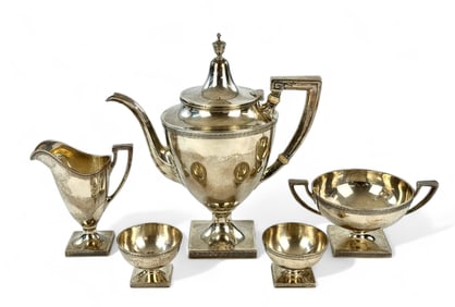 Egyptian Revival Five Piece Gorham Tea and Coffee Service