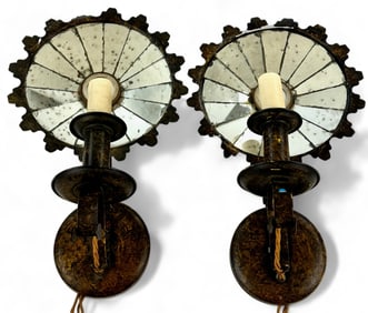Pair of Antique Mirrored Sconces