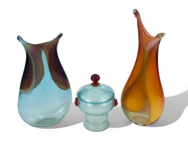 Three Art Glass Vessels