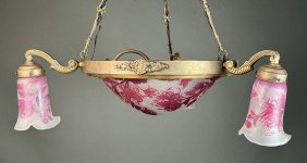 Fine and Rare Early Galle Glass Cameo Chandelier