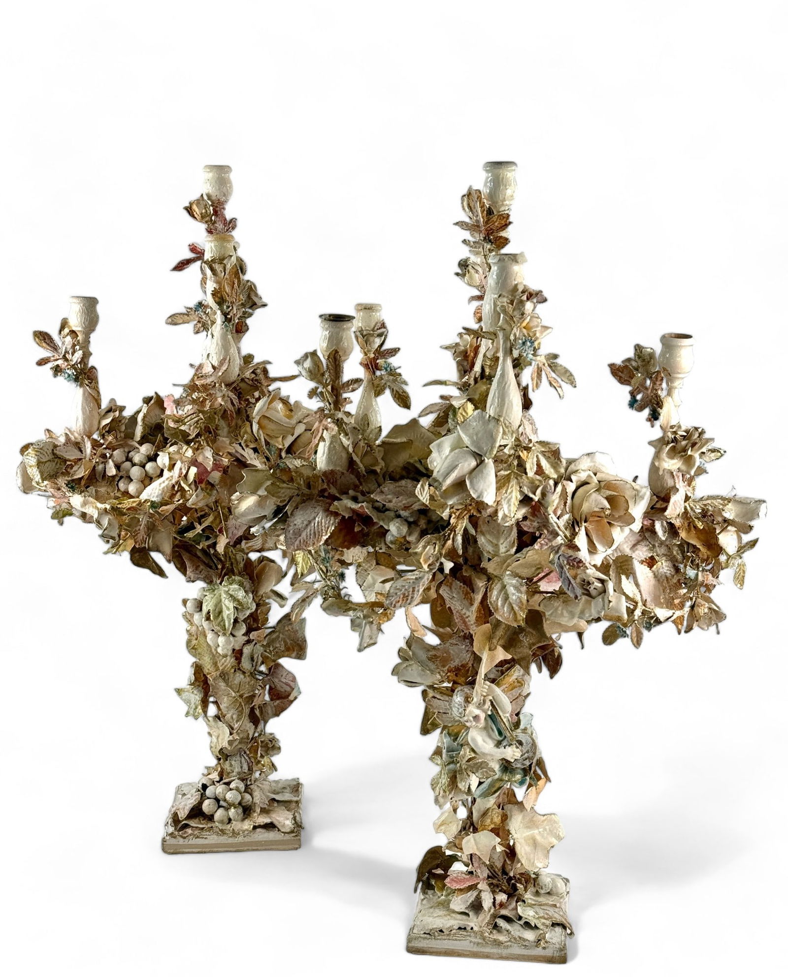 Ornately Painted Mixed Media Candelabras (Pr.) (1 of 11)