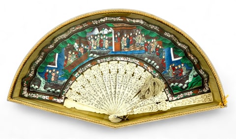 Framed Cantonese 19th Century Fan