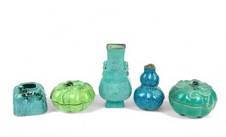 Chinese Turquoise Porcelain Scholarly Vessels