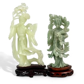 Pair of Chinese Guanyin 20th Century Carvings