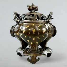 Chinese Tripod Gold Splashed Censer