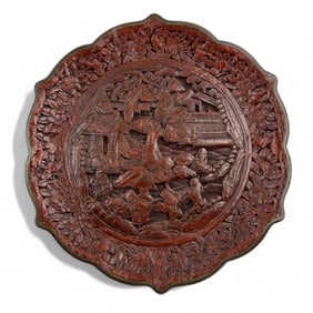 Qing Dynasty Chinese CInnabar Tray