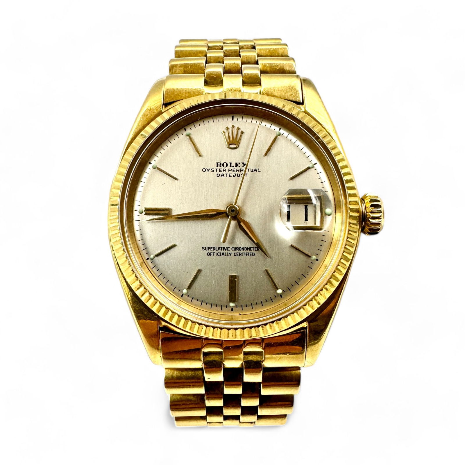 Rolex 18 kt. Oyster Perpetual Datejust 36mm Wristwatch: Gold "Oyster Perpetual Datejust" RolexMarked 18 kt. to deployment claspOriginal