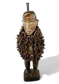Carved Wood African Nail Fetish Figure