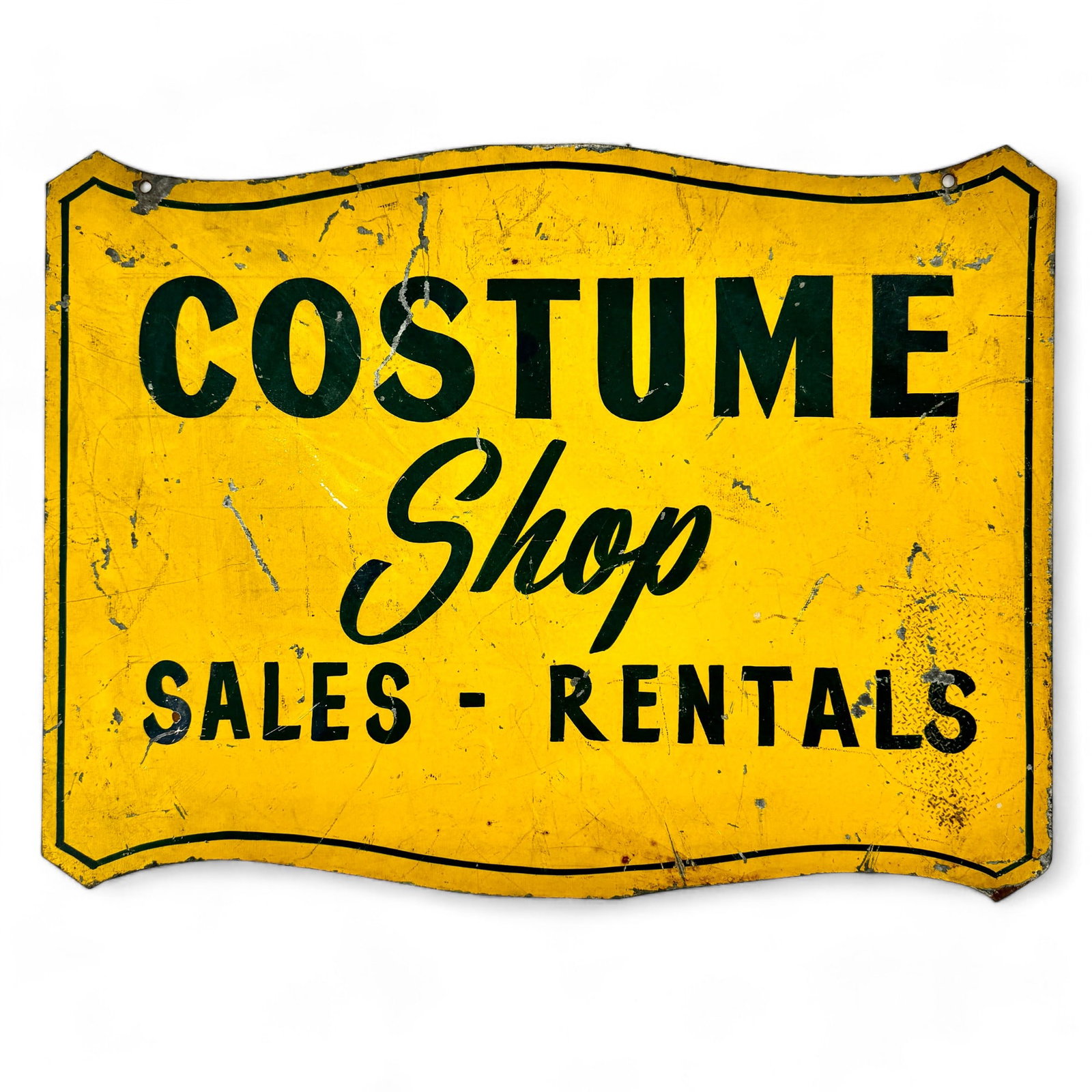 Large Costume Shop Rental Tin Advertising Sign: 18" ht. x 24" wd.